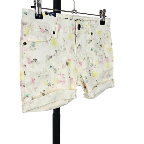 Bullhead Black Denim Paint Print Tie Dye Cutoff Shorts, Size 3 - Picture 6 of 8